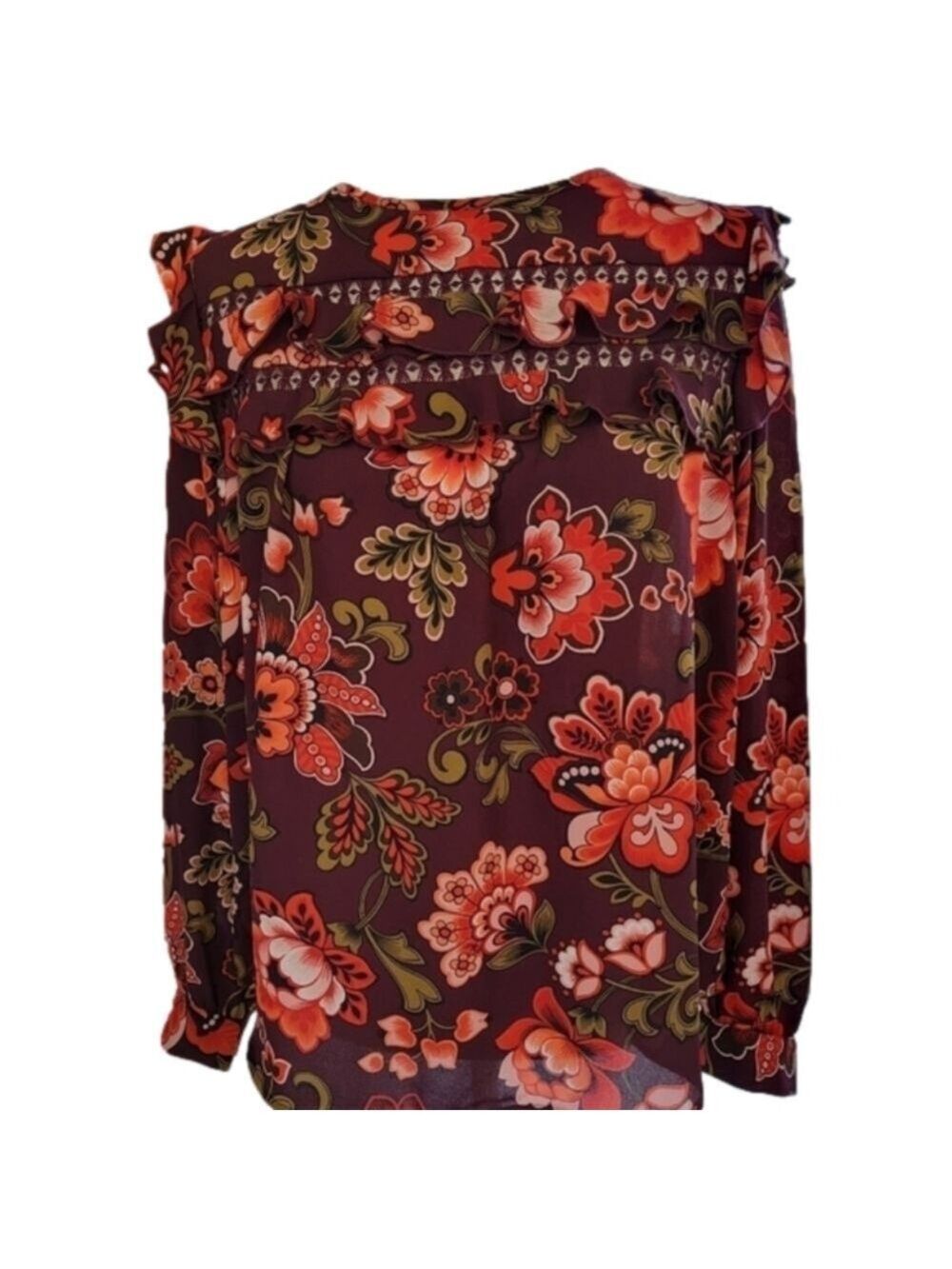 Euc LOFT Floral Sheer Blouse Size Small